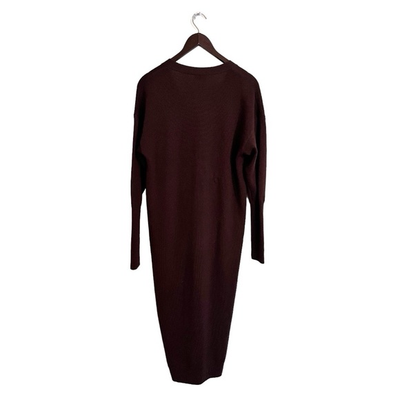 Aritzia Wilfred Brown Wool Long Sleeve Button Front Duster Cardigan Sweater - Picture 2 of 5